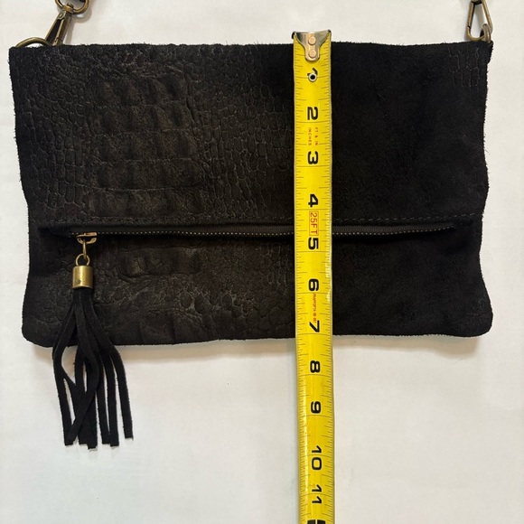 Black Genuine Leather Crossbody Bag Made in Italy - Picture 14 of 16